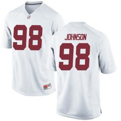 Men's Alabama Crimson Tide #98 Sam Johnson White Replica NCAA College Football Jersey 2403JQLU1